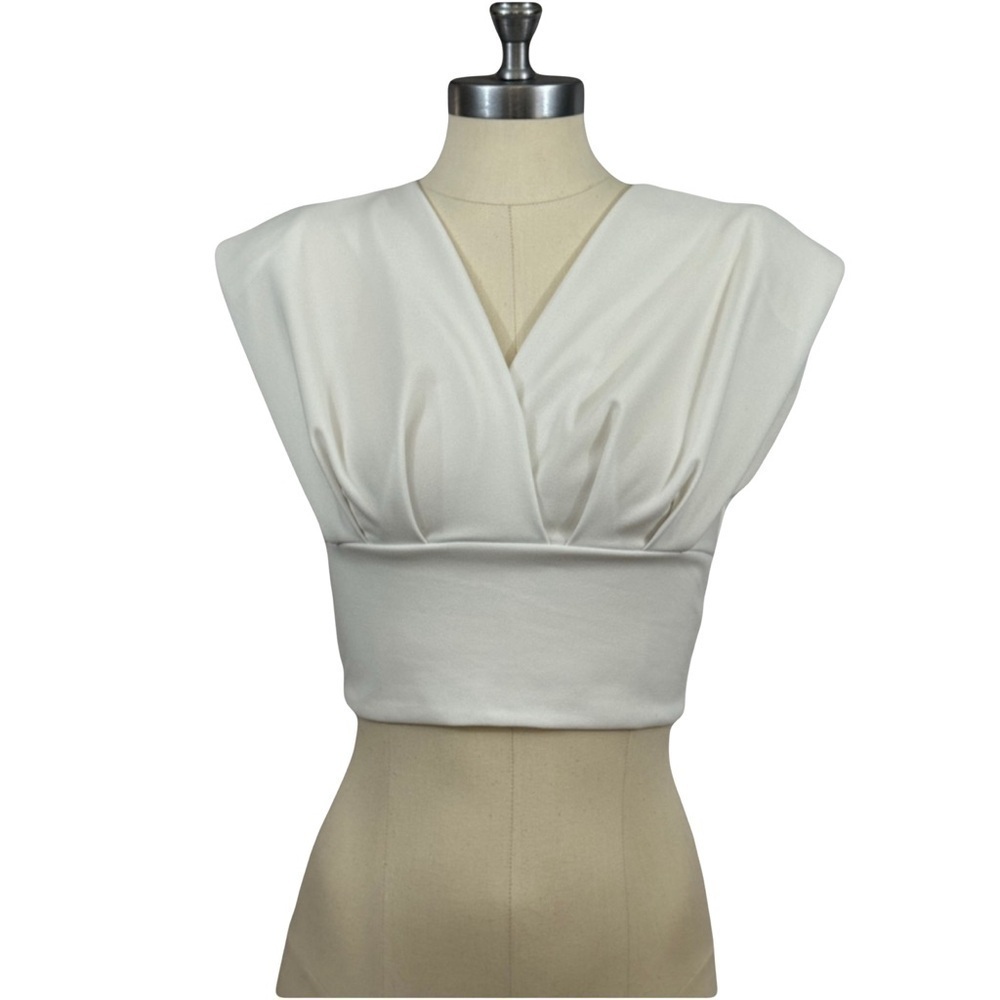 🔵 5 for $25 SHEIN women’s white ruched batwing cropped blouse